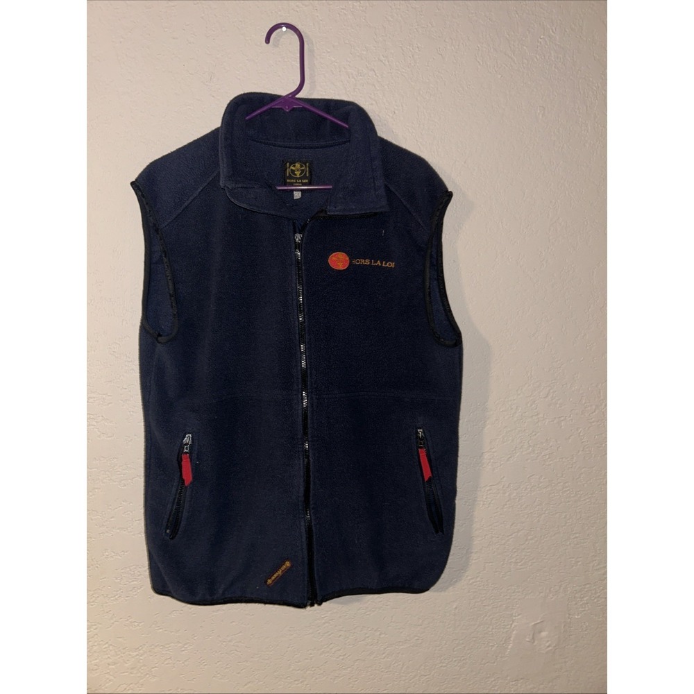 Hors La Loi Outlaw Fleece Sleeveless Vest Full Zip Men's Size Large Blue